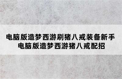 电脑版造梦西游刷猪八戒装备新手 电脑版造梦西游猪八戒配招